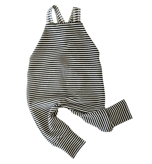 farmer romper - narrow stripe