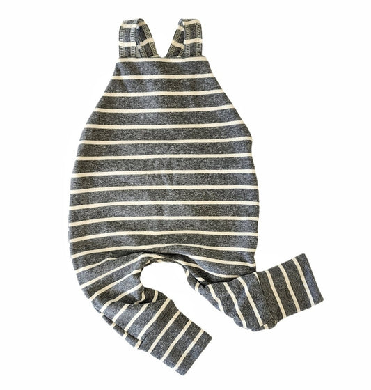 farmer romper - chunky grey stripe