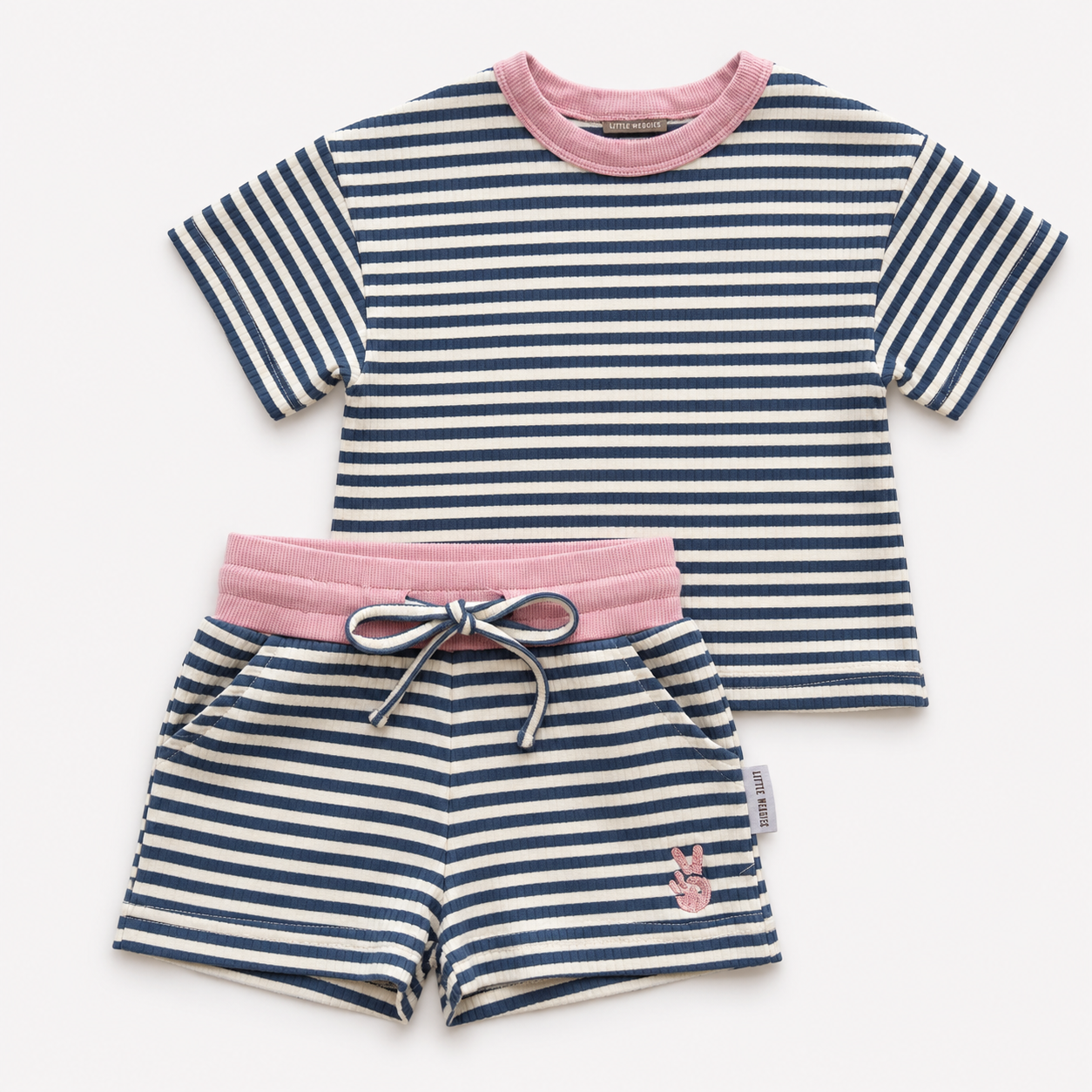 oversized tee set - blue stripe