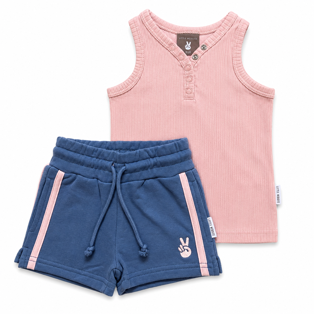 girl set - dusty pink + blue