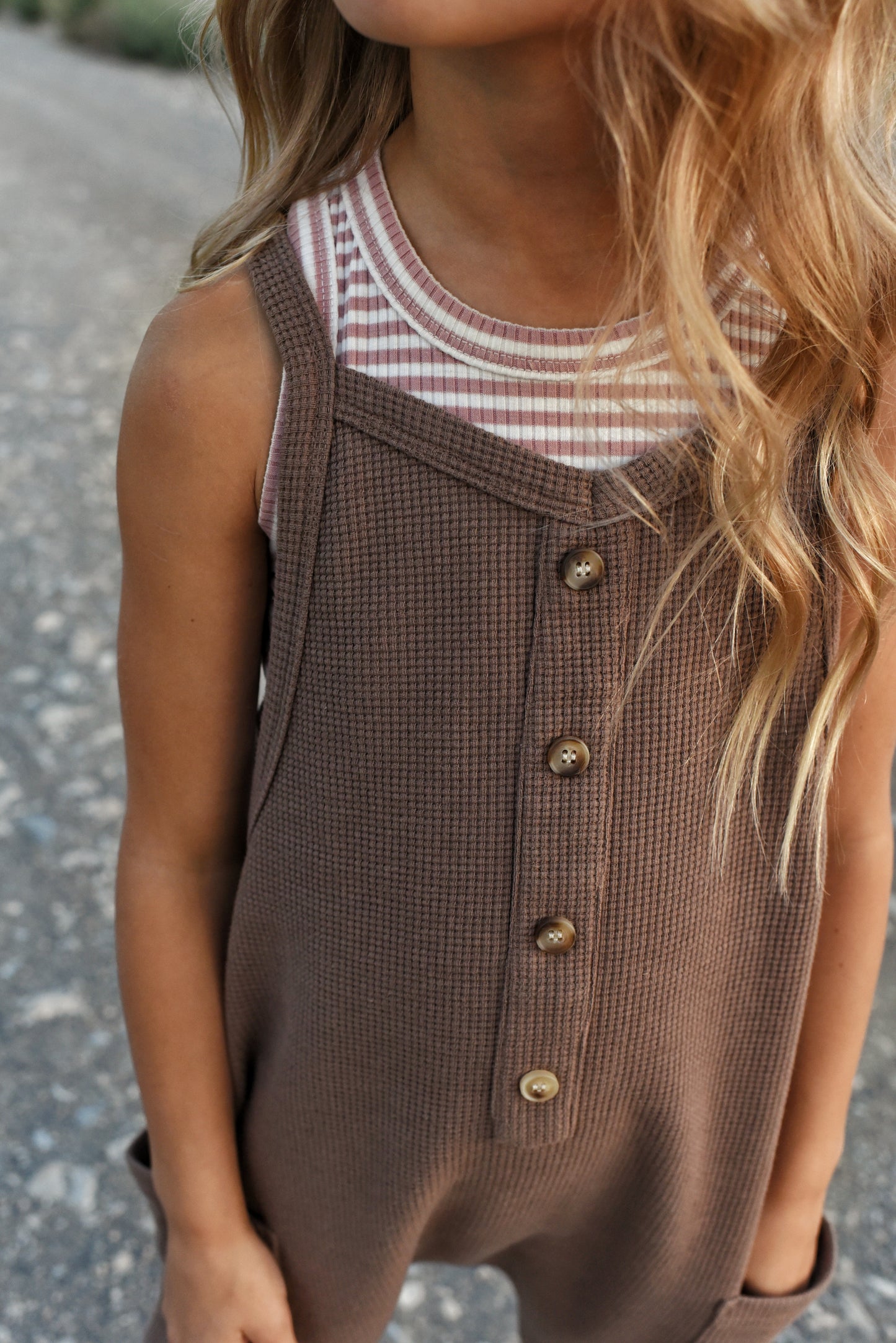 ribbed tank - pink + white