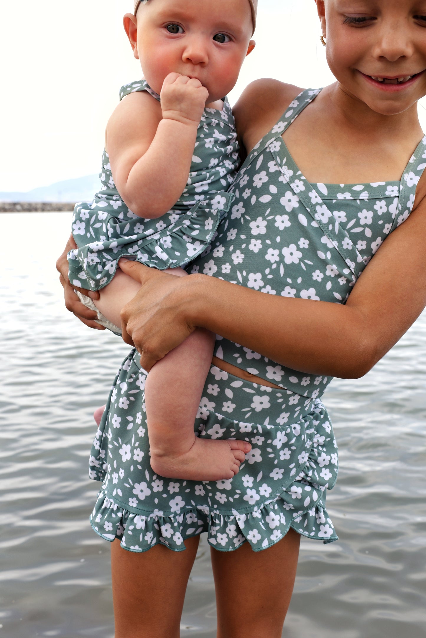 girls swimsuit - green floral
