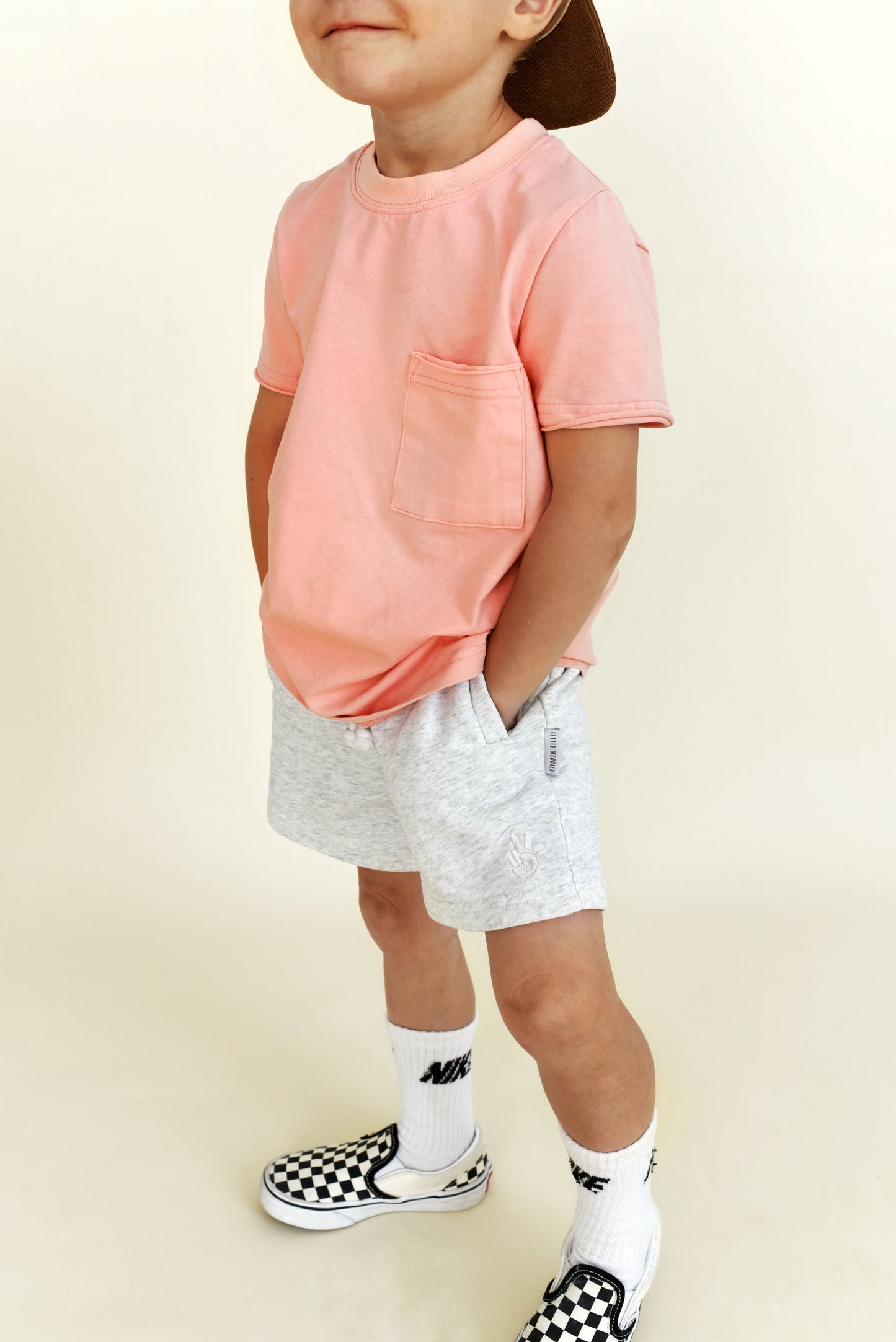 raw seam tee - peach