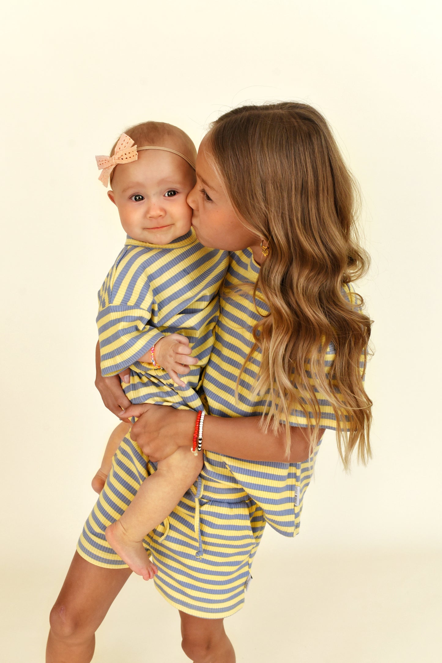 oversized tee set - yellow + blue stripe