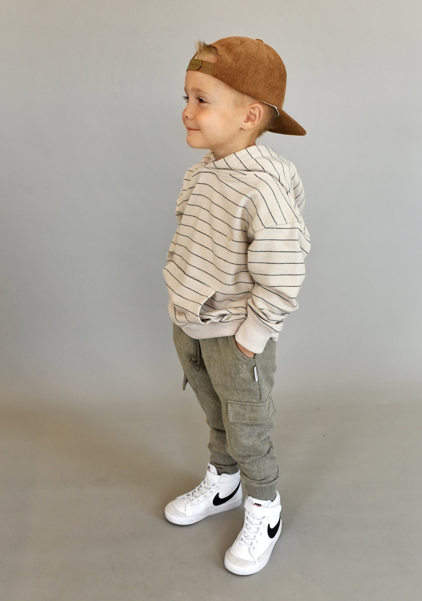 hoodie -natural stripe