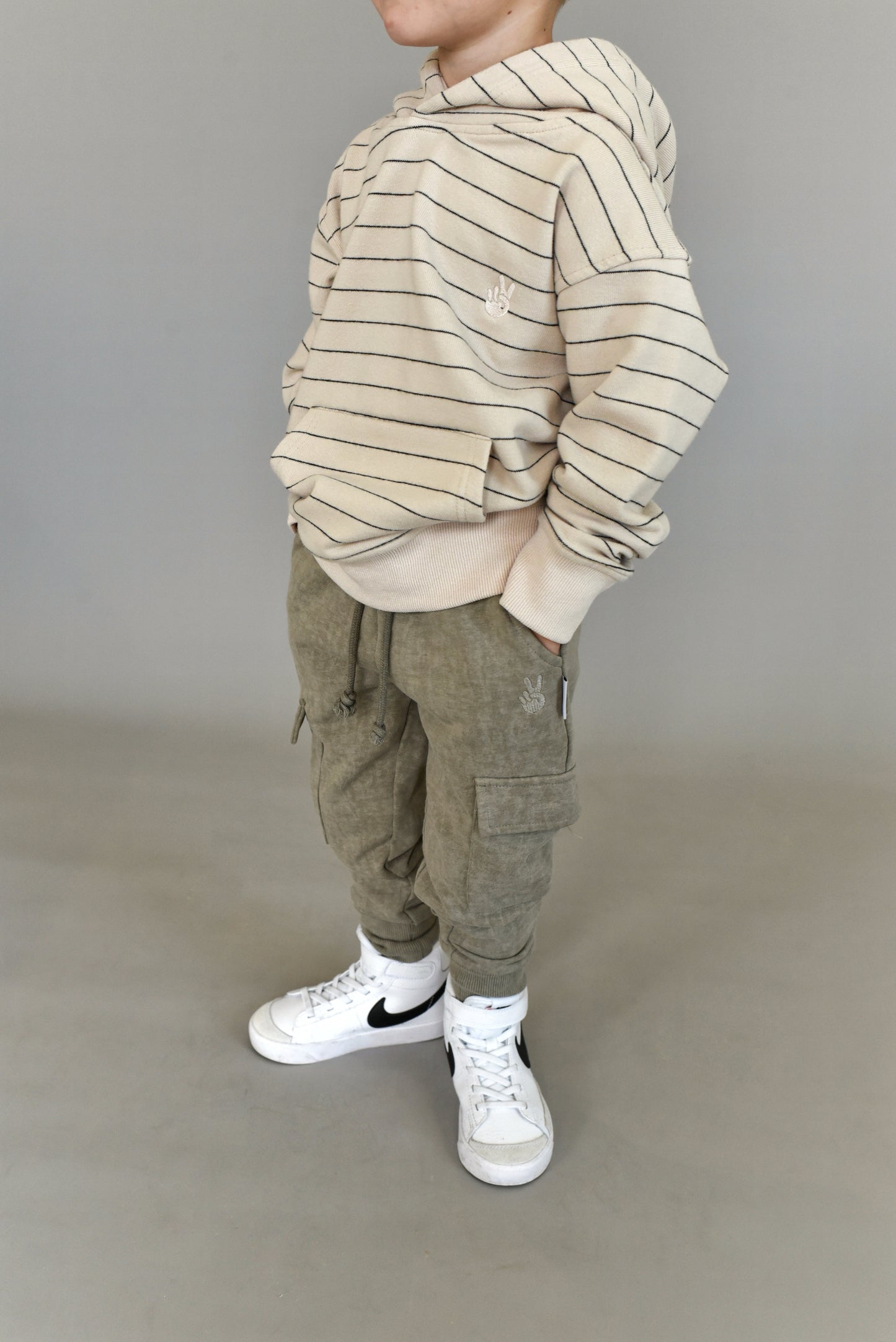 hoodie -natural stripe