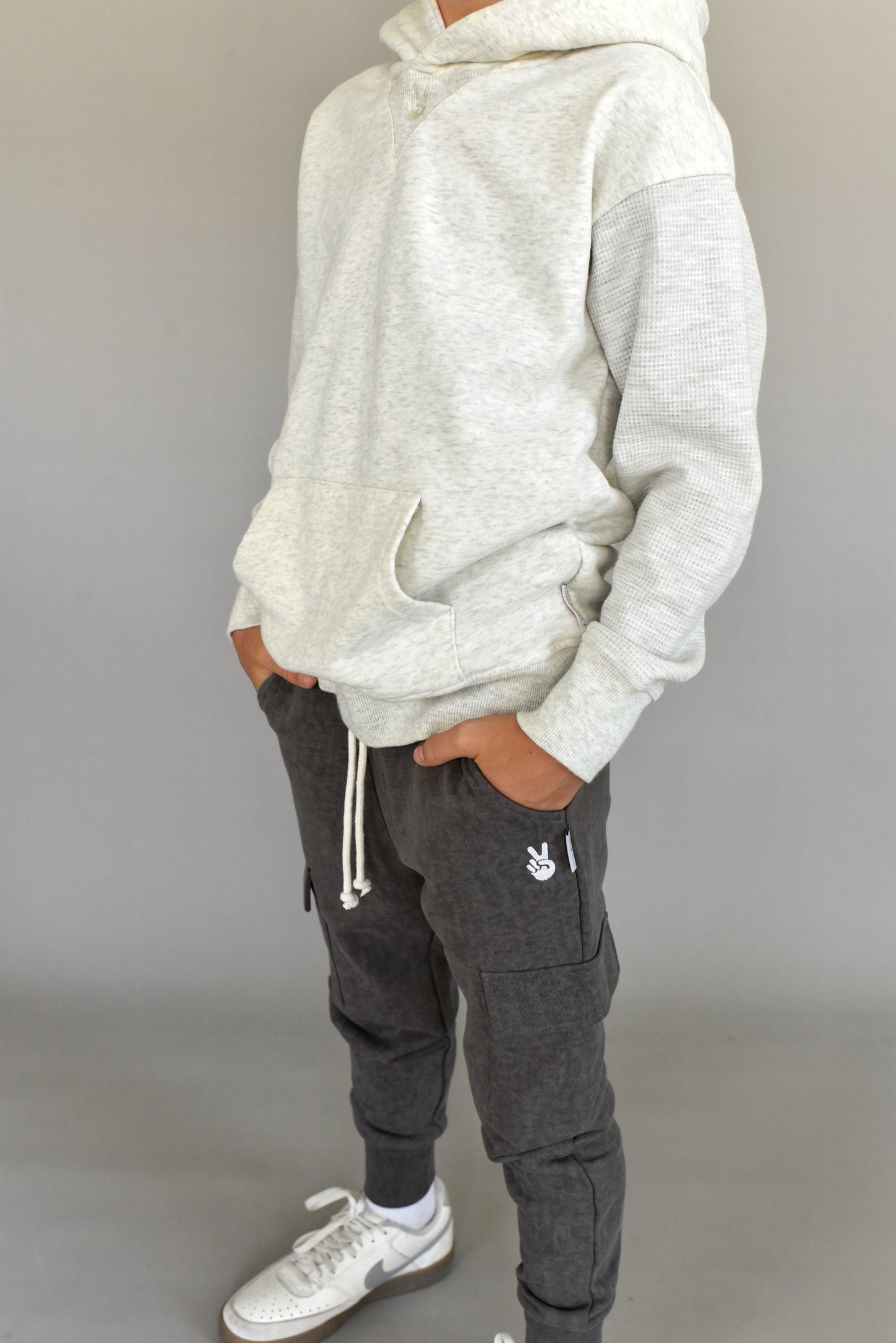 hoodie - light grey waffle