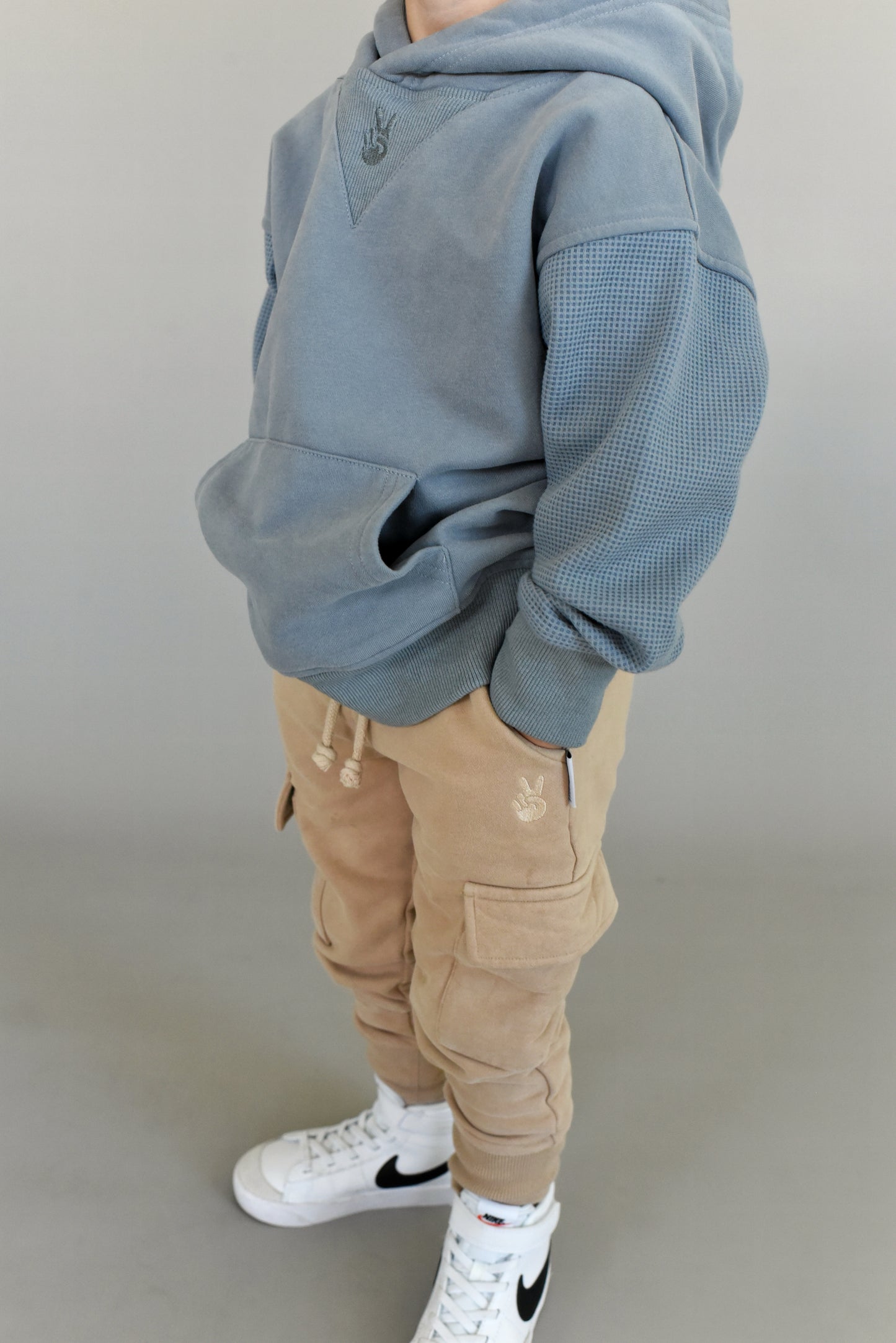hoodie - blue waffle