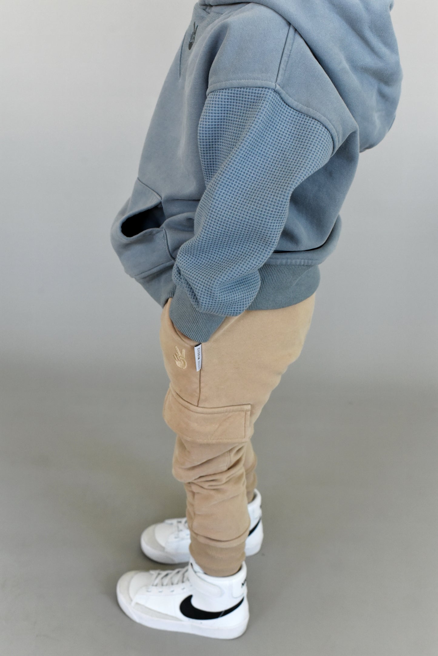 hoodie - blue waffle