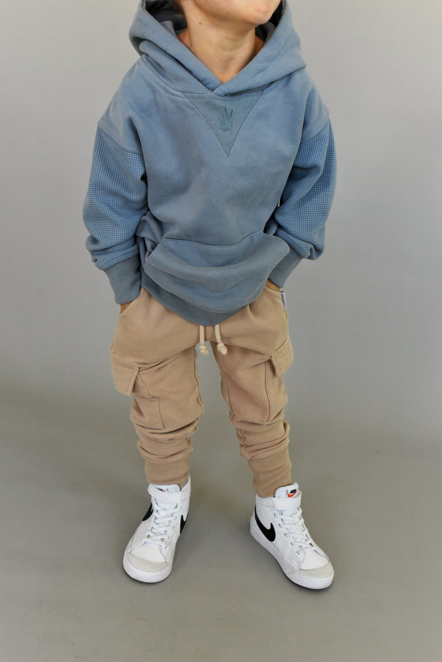 hoodie - blue waffle
