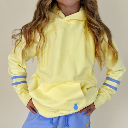 hoodie - yellow + blue