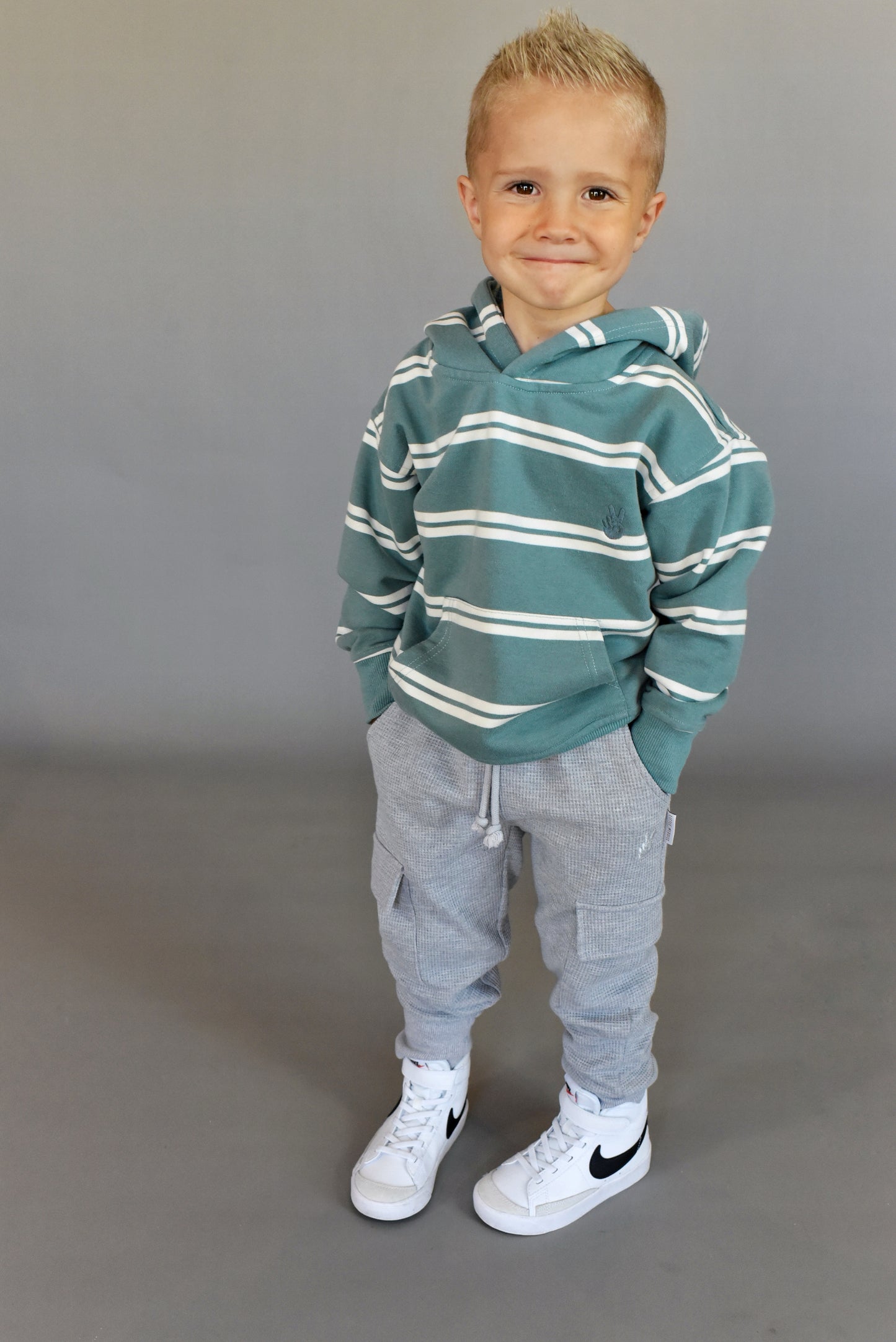 hoodie - teal stripe