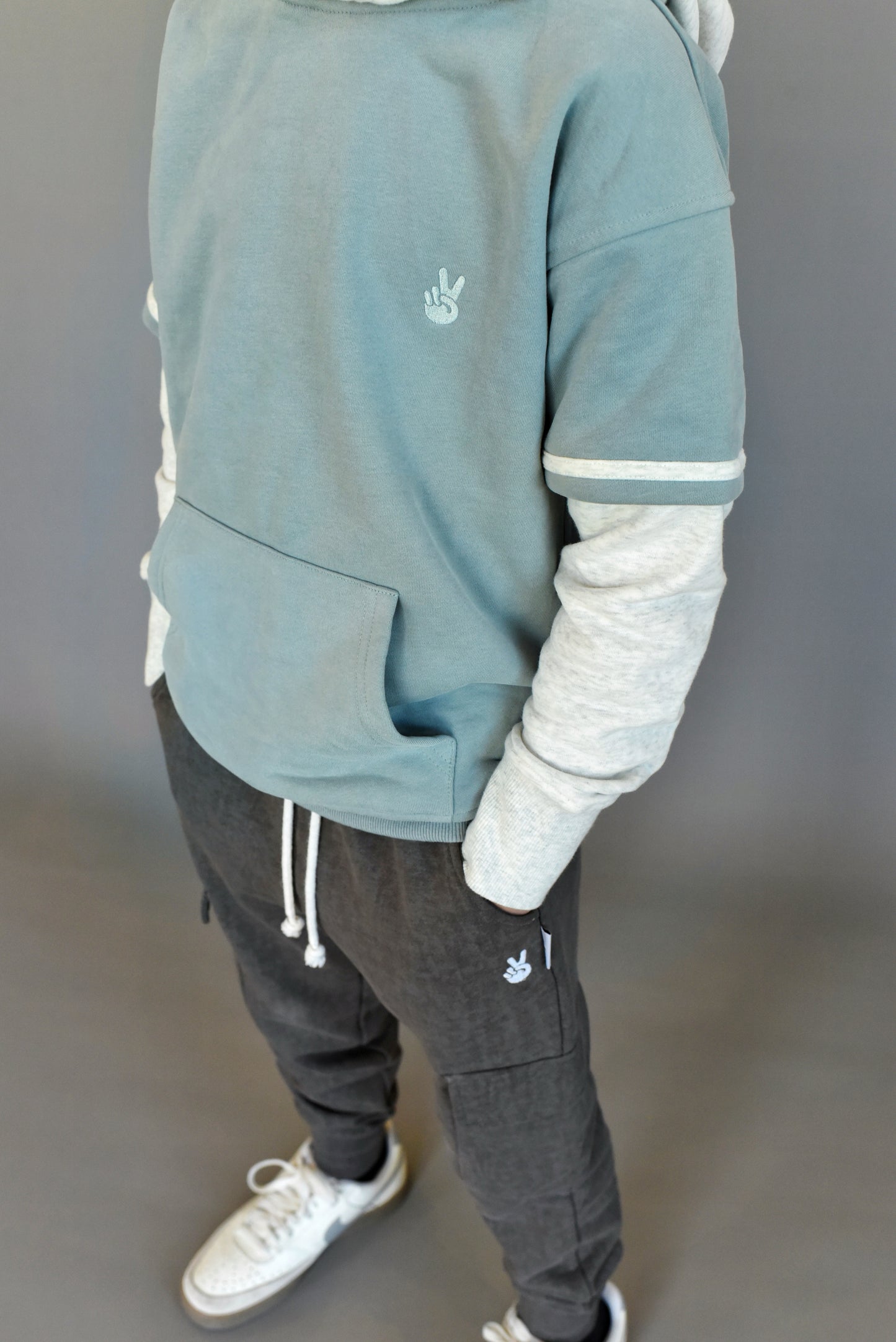 baseball hoodie - sage