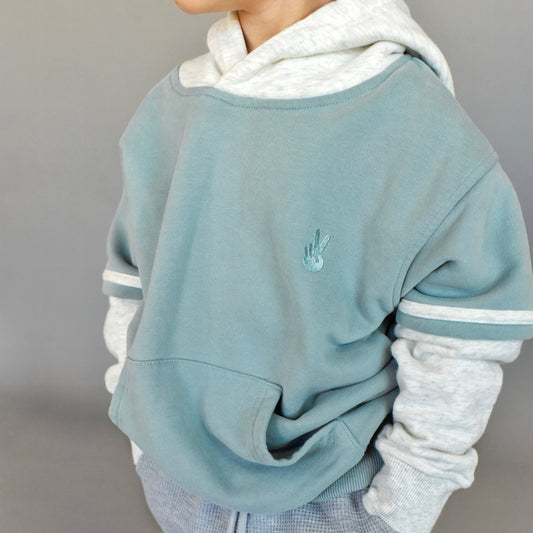 baseball hoodie - sage