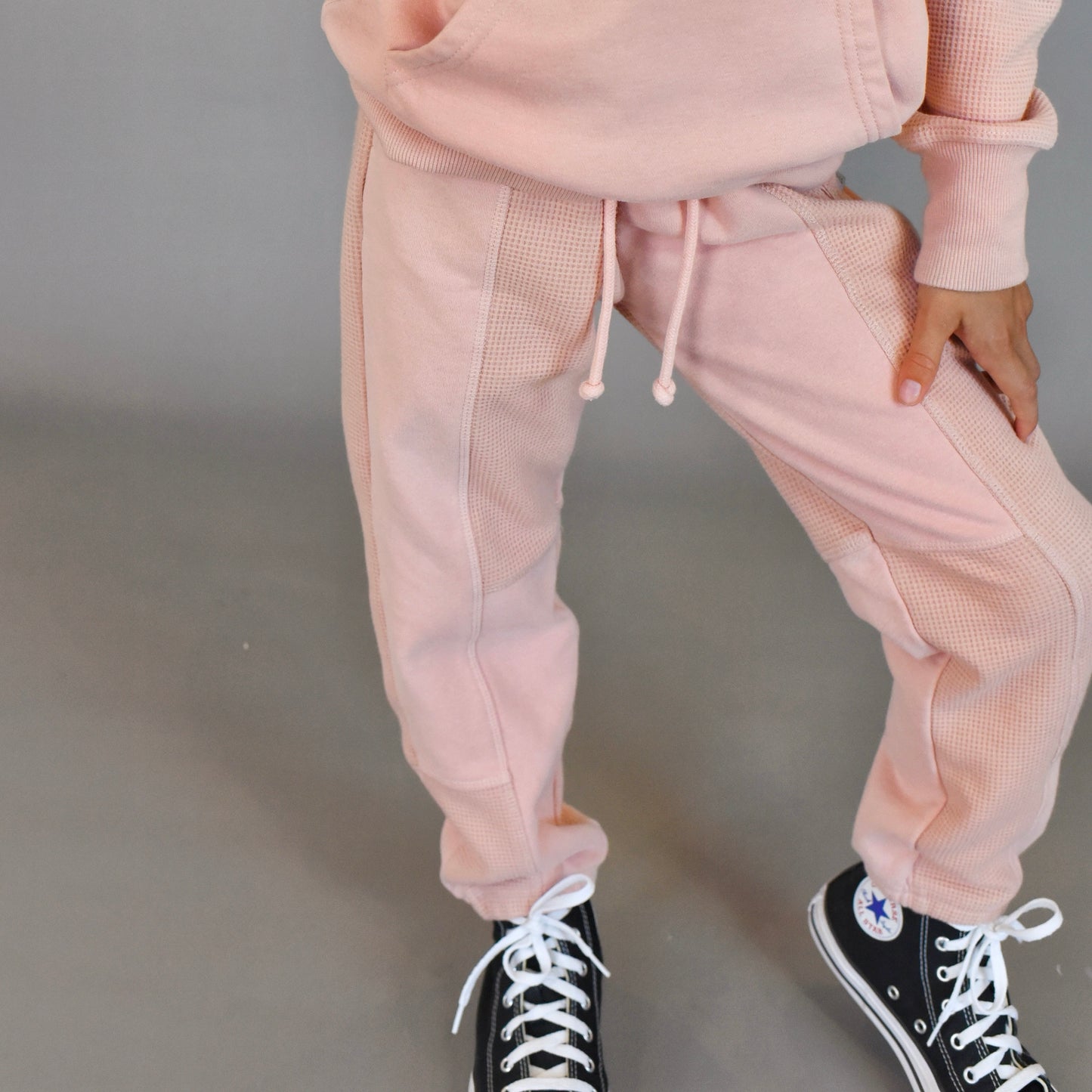 vintage joggers - pink waffle