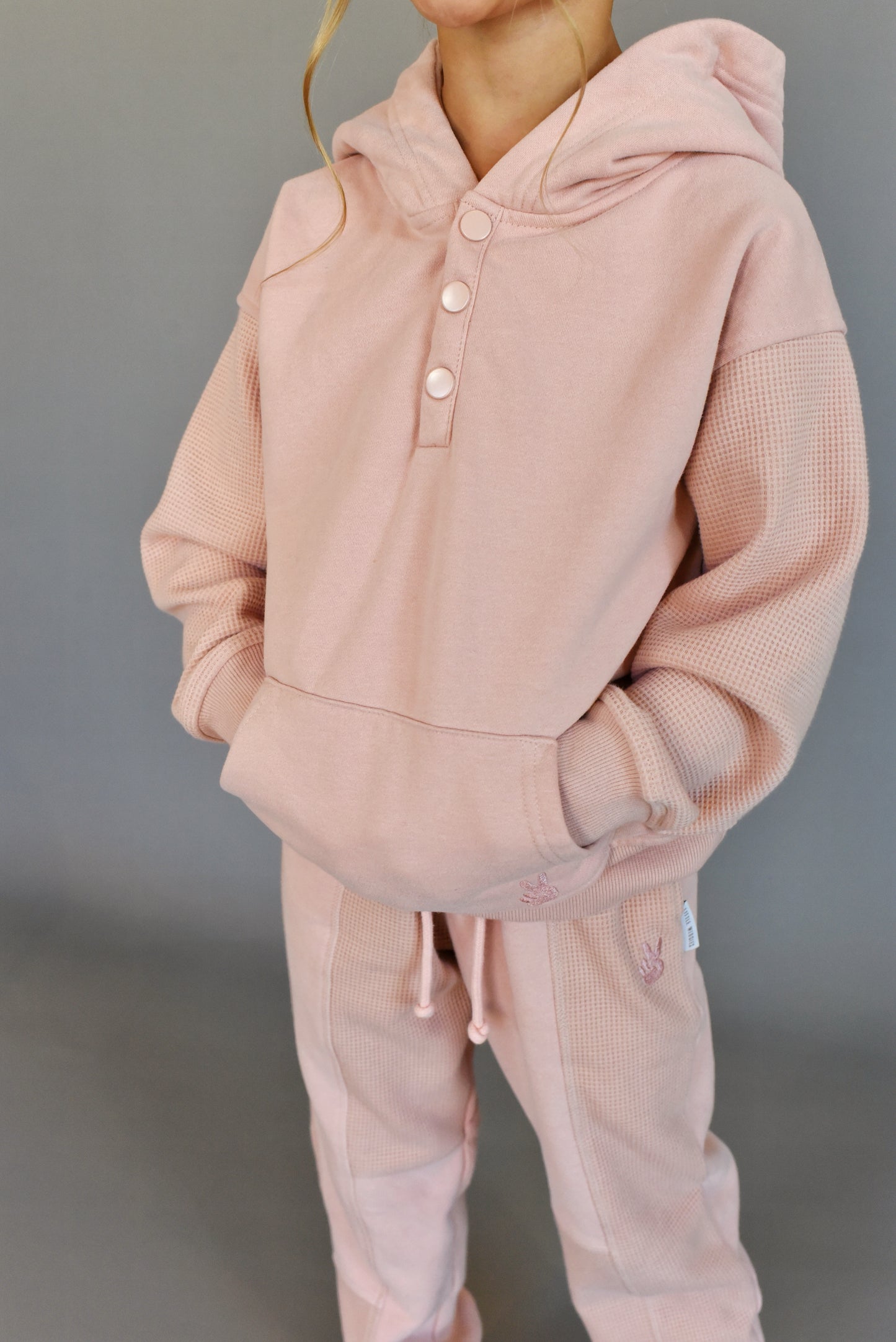 vintage joggers - pink waffle