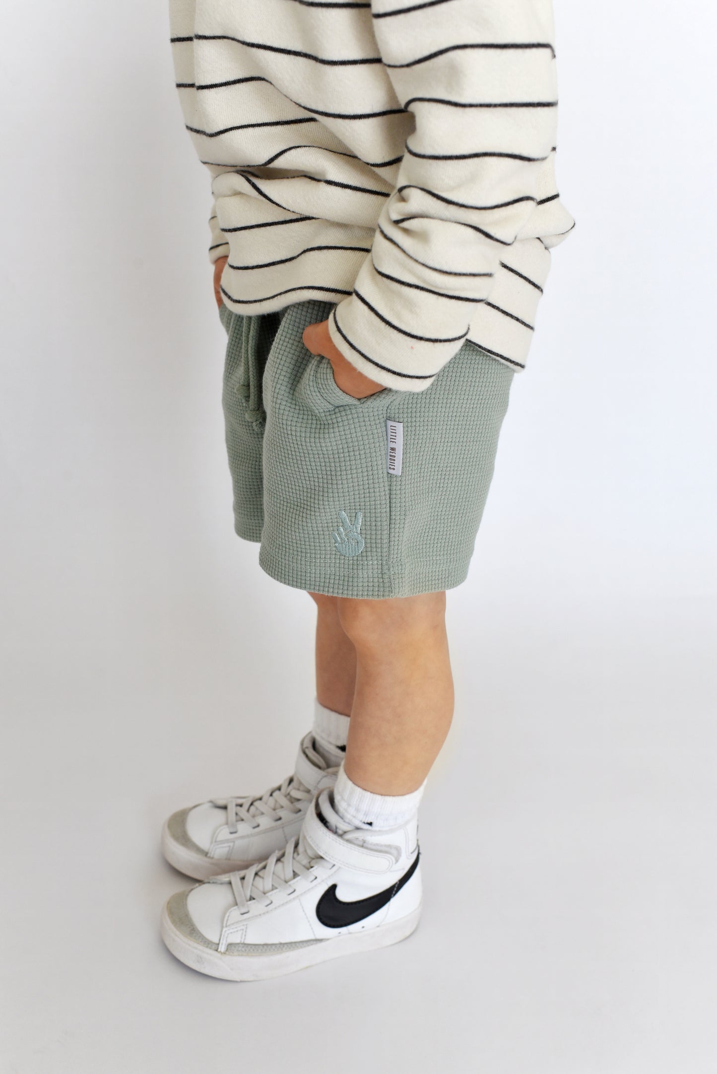 waffle short - pale green