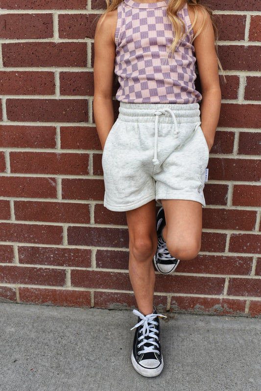 girls fleece short - oatmeal