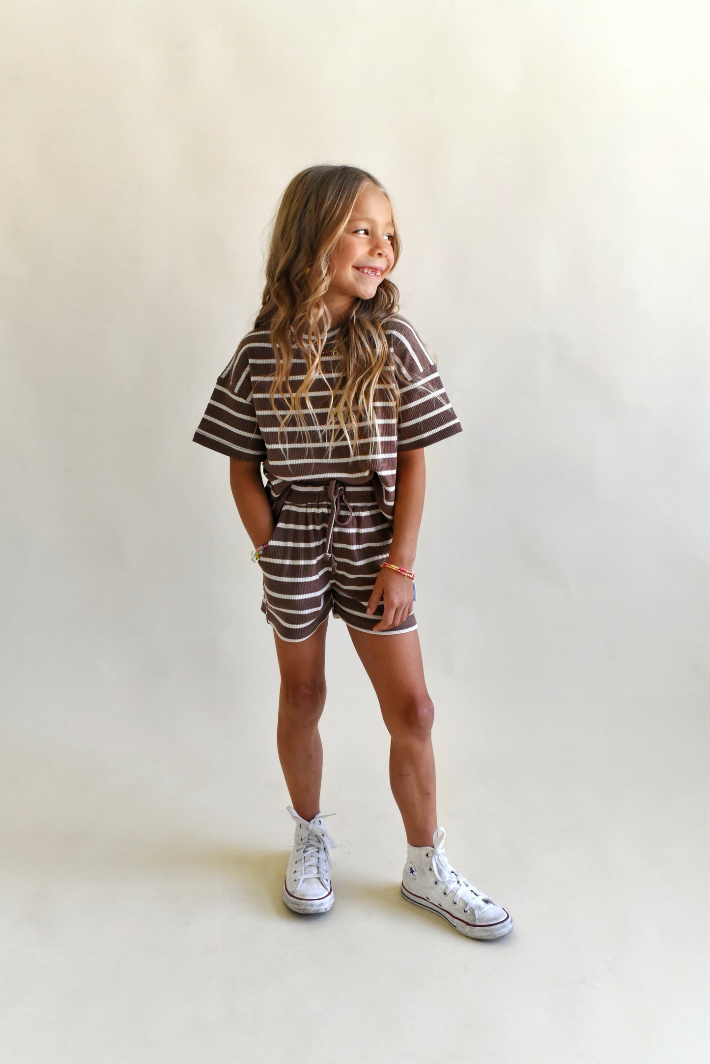 oversized tee set - brown stripe