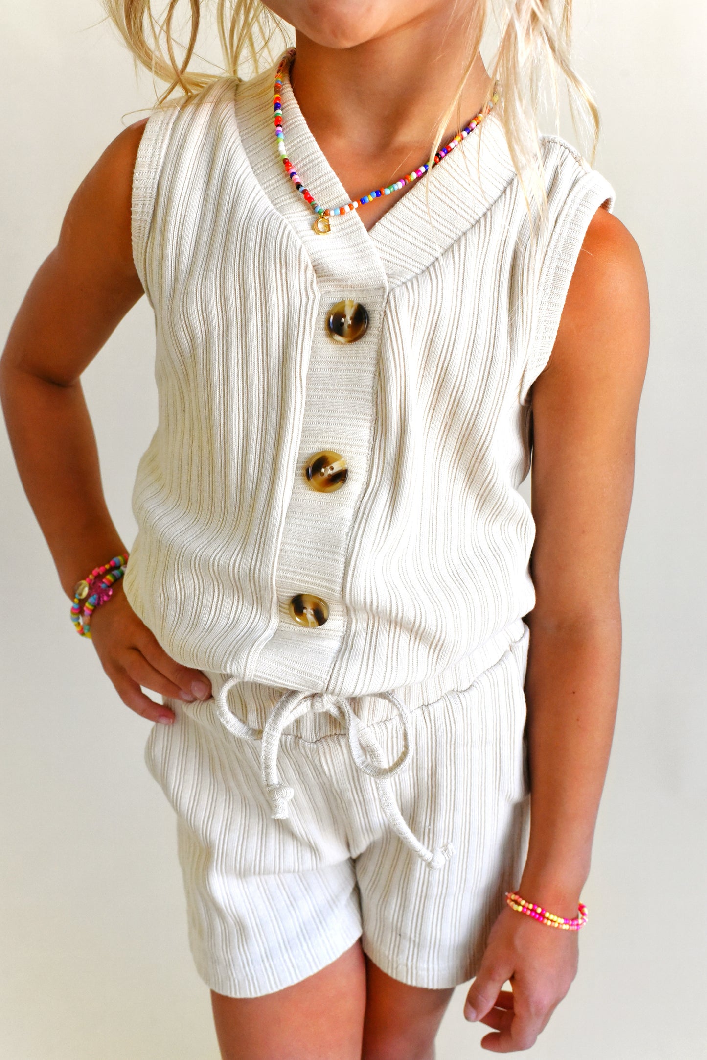 sweater vest set - cream