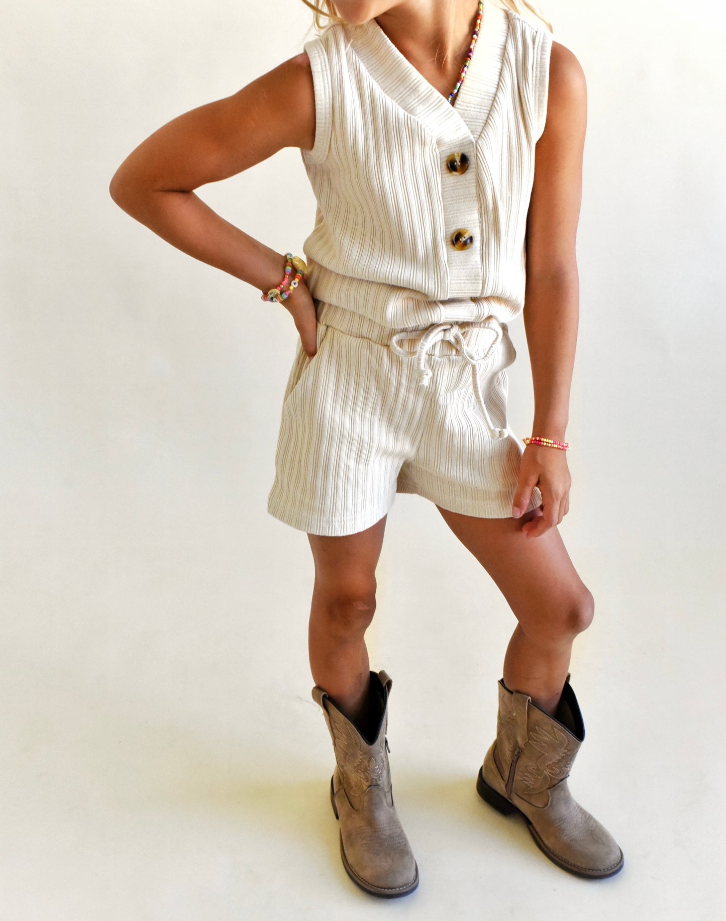 sweater vest set - cream