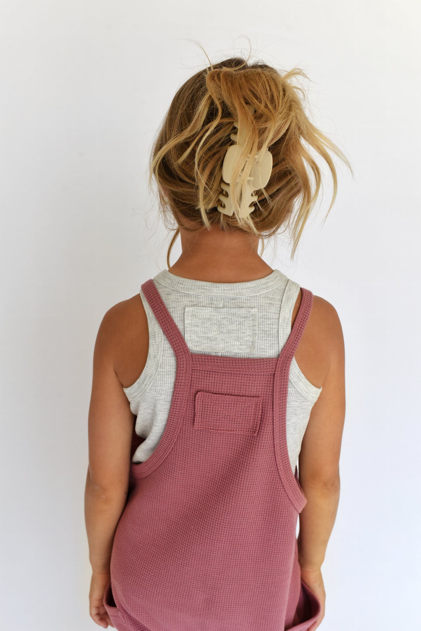 pocket romper - berry waffle