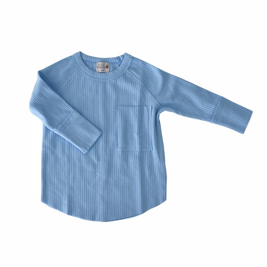 girl's raw seam tee - blue