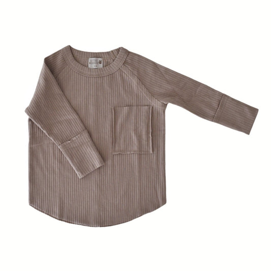 girl's raw seam tee - cocoa