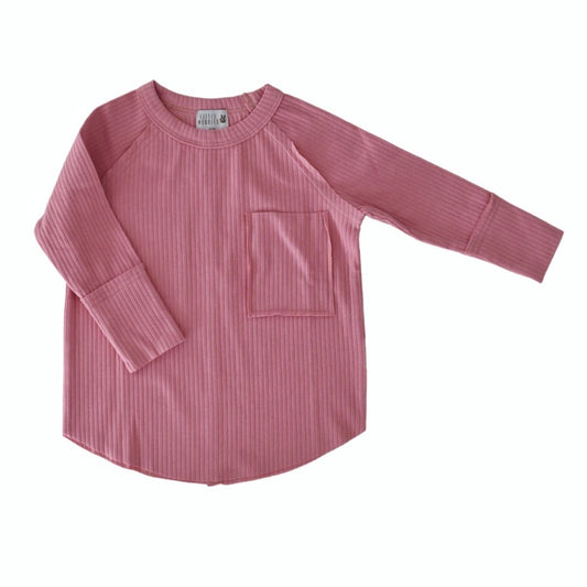 girl's raw seam tee - pink