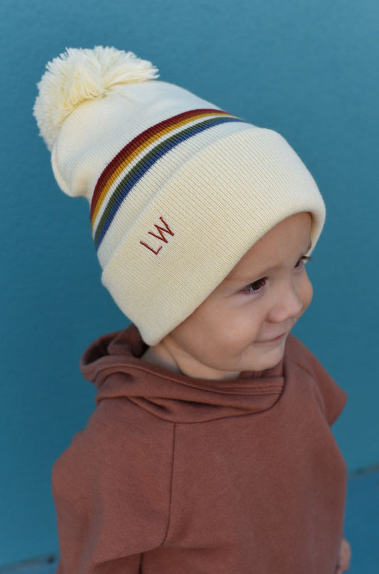 pom beanie - retro stripe