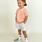 raw seam tee - peach