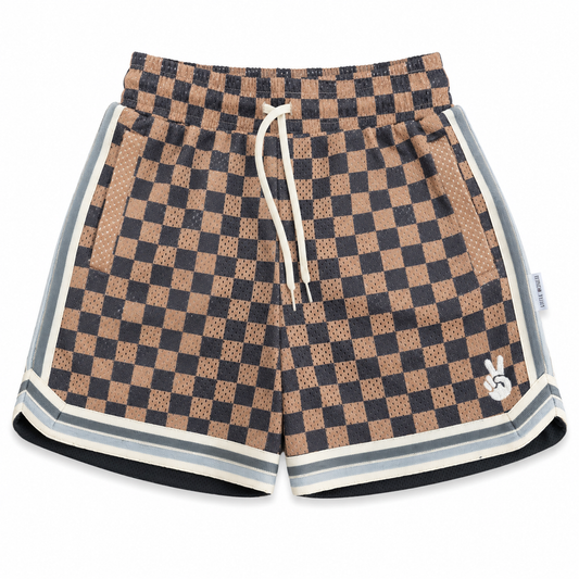 mesh short - brown check