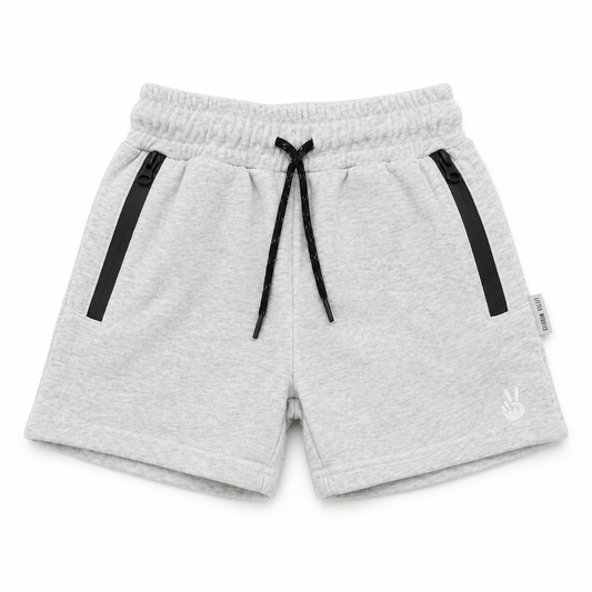 zipper short - light grey