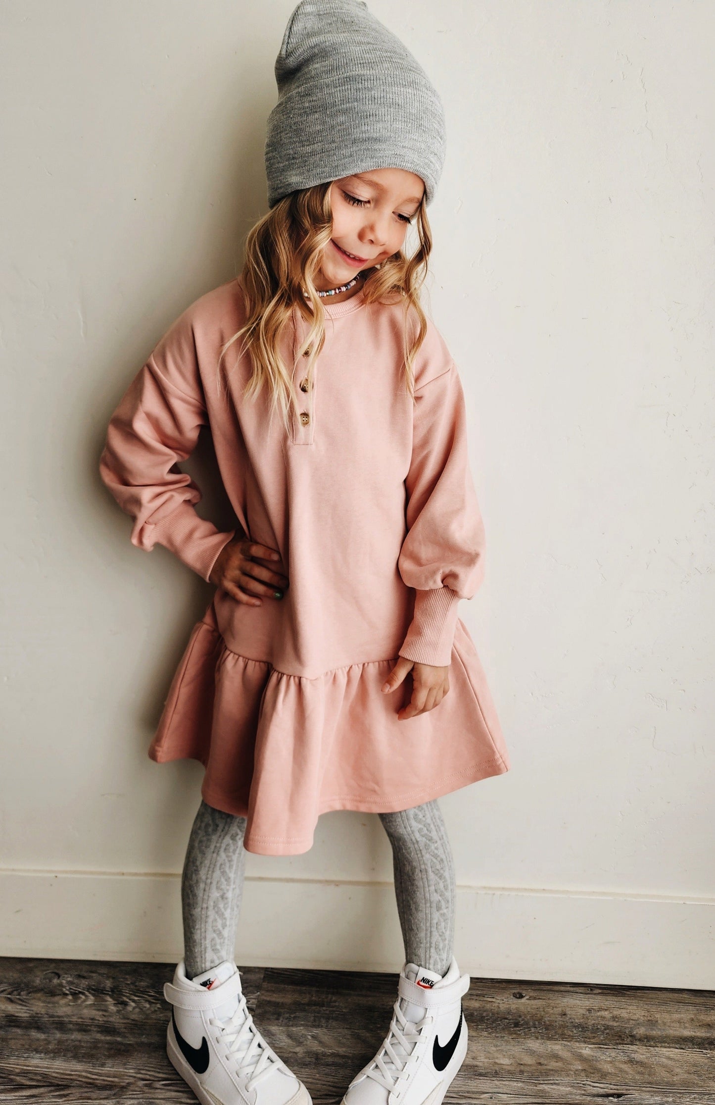 henley dress - pink