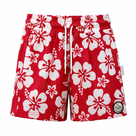 mesh short - hibiscus