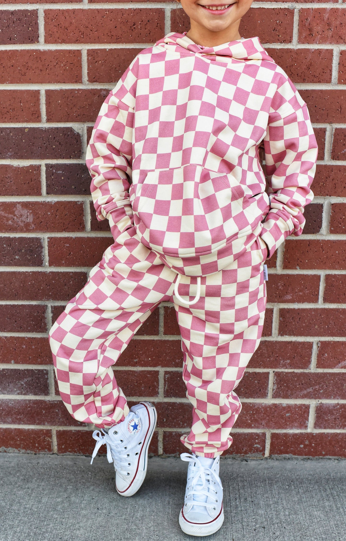 hoodie - pink checker