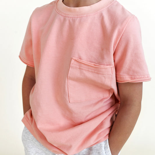 raw seam tee - peach