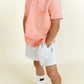 raw seam tee - peach