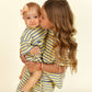 oversized tee set - yellow + blue stripe