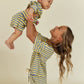 oversized tee set - yellow + blue stripe
