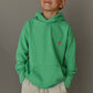 hoodie - green + pink logo