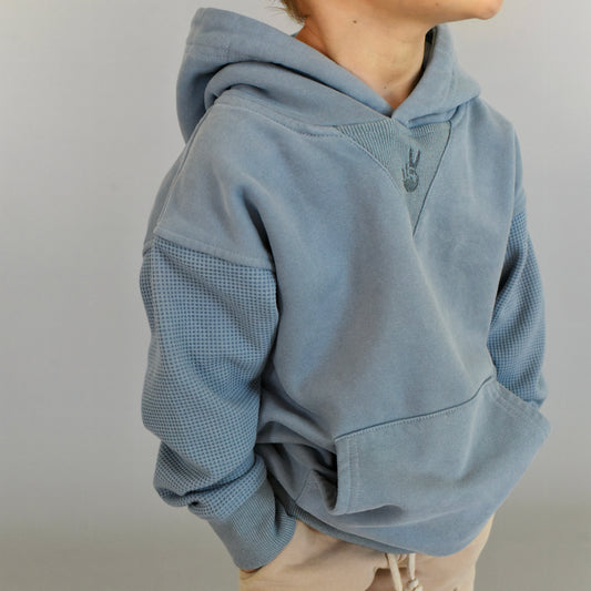 hoodie - blue waffle