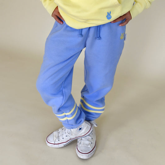 vintage joggers - blue + yellow