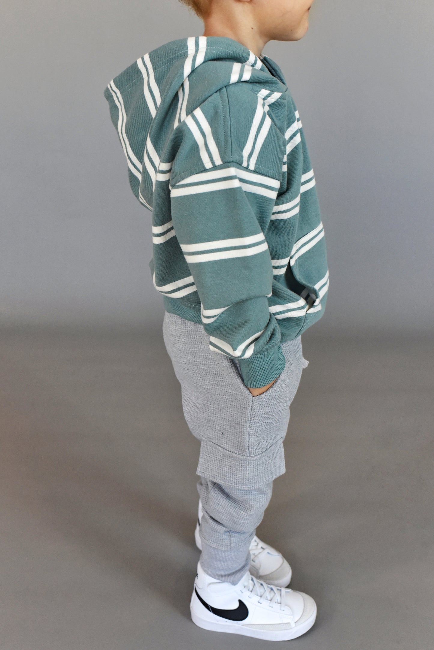 hoodie - teal stripe