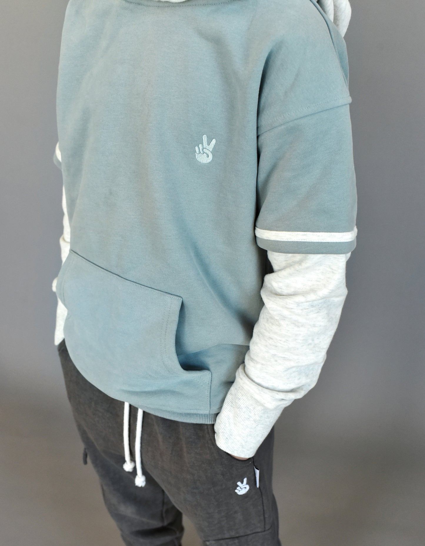 baseball hoodie - sage