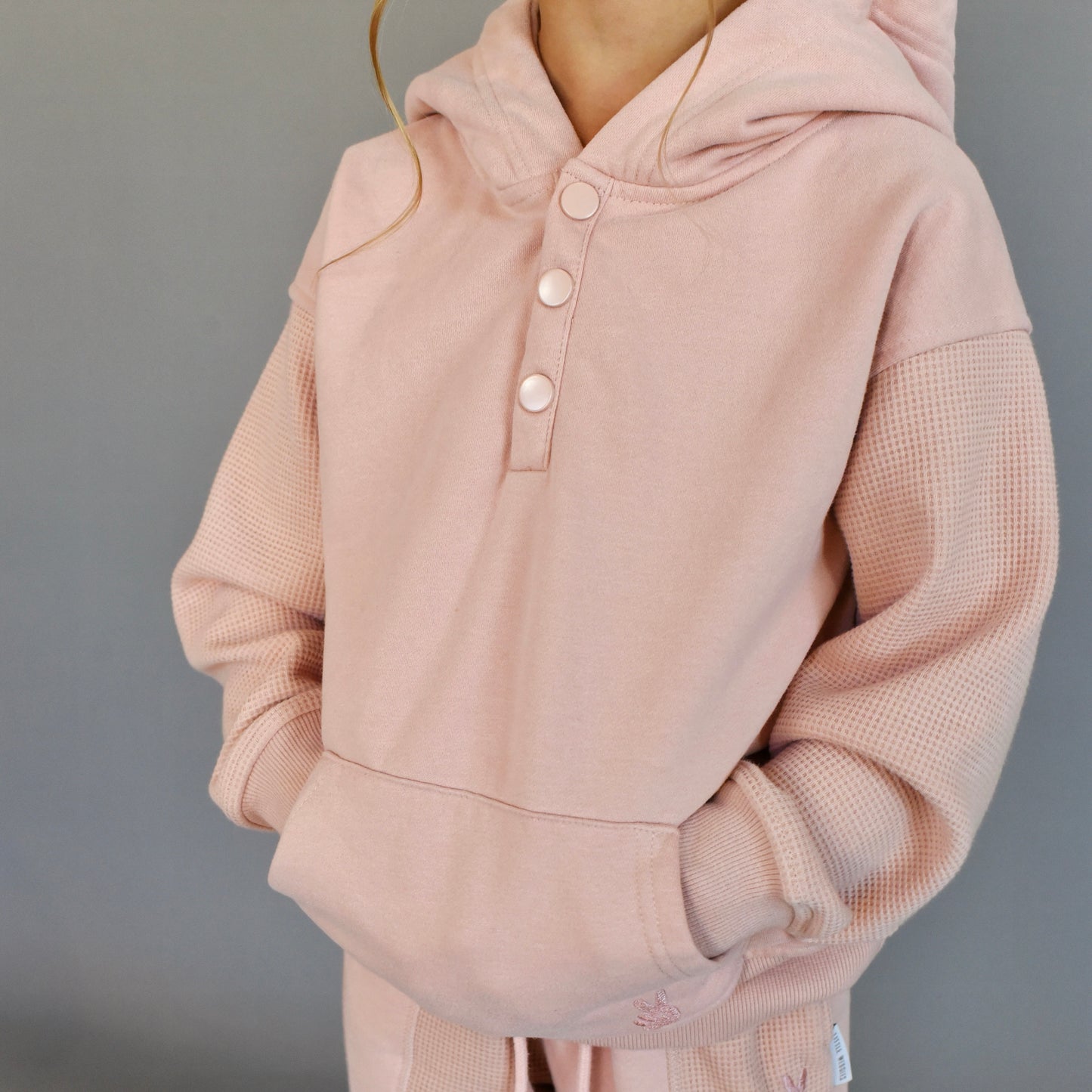 hoodie - pink waffle