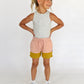 girls fleece short - pink colorblock
