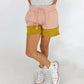 girls fleece short - pink colorblock