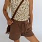 girls fleece short - chocolate