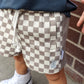 mesh shorts - taupe check